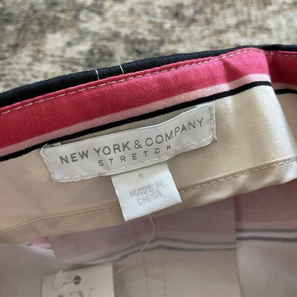 New York & Company NWT Striped Pleated A-line Skirt Sz 8 Multicolor Pink Preppy - Picture 7 of 12